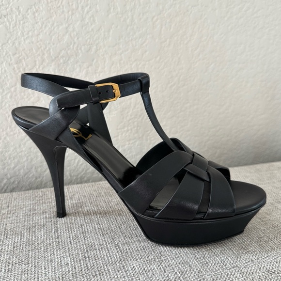 Saint Laurent Tribute Lether Platform Sandals - Picture 1 of 8
